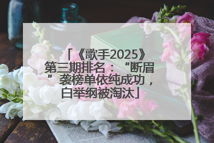 《歌手2025》第三期排名：“断眉”袭榜单依纯成功，白举纲被淘汰