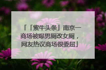 「紫牛头条」南京一商场被曝男厕改女厕，网友热议商场很委屈