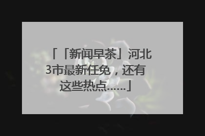 「新闻早茶」河北3市最新任免，还有这些热点……