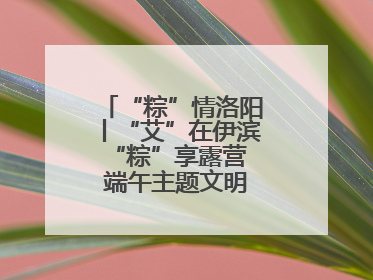 “粽”情洛阳丨“艾”在伊滨 “粽”享露营 端午主题文明实践活动启动