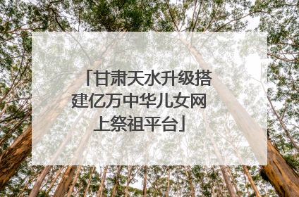 甘肃天水升级搭建亿万中华儿女网上祭祖平台