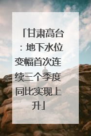 甘肃高台：地下水位变幅首次连续三个季度同比实现上升