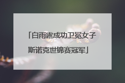 白雨露成功卫冕女子斯诺克世锦赛冠军