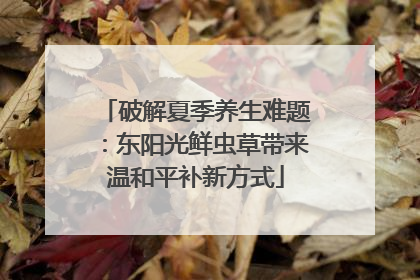 破解夏季养生难题：东阳光鲜虫草带来温和平补新方式
