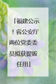 福建公示！省公安厅两位党委委员拟获提拔任用