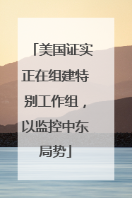 美国证实正在组建特别工作组，以监控中东局势