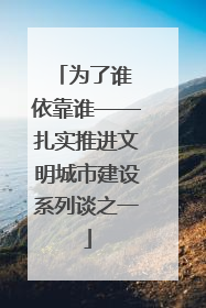 为了谁 依靠谁——扎实推进文明城市建设系列谈之一