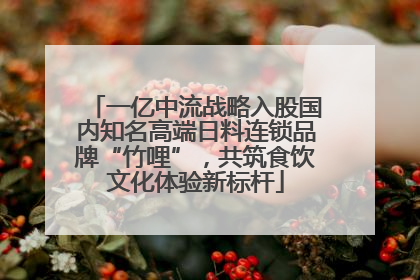 一亿中流战略入股国内知名高端日料连锁品牌“竹哩”，共筑食饮文化体验新标杆