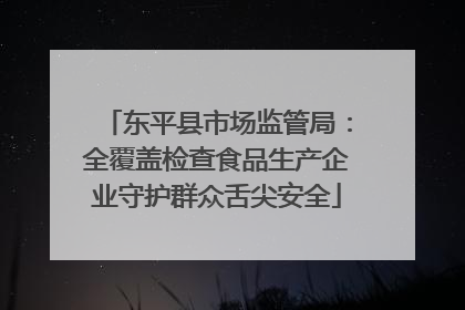 东平县市场监管局：全覆盖检查食品生产企业守护群众舌尖安全