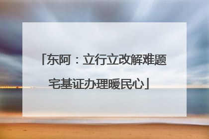 东阿：立行立改解难题 宅基证办理暖民心