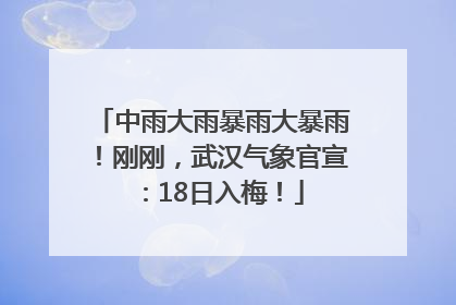 中雨大雨暴雨大暴雨！刚刚，武汉气象官宣：18日入梅！