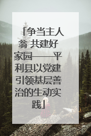 争当主人翁 共建好家园——平利县以党建引领基层善治的生动实践