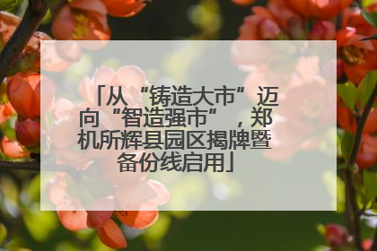 从“铸造大市”迈向“智造强市”，郑机所辉县园区揭牌暨备份线启用