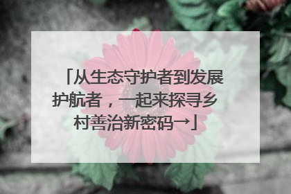 从生态守护者到发展护航者，一起来探寻乡村善治新密码→