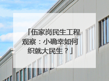 伍家岗民生工程观察：小确幸如何织就大民生？