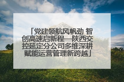 党建领航风帆劲 智创高速启新程—陕西交控延定分公司多维深耕赋能运营管理新跨越