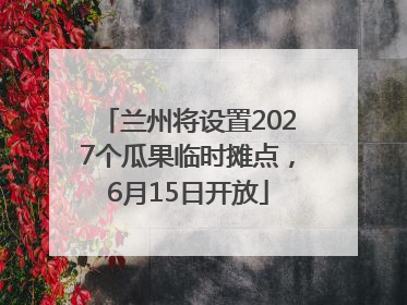 兰州将设置2027个瓜果临时摊点，6月15日开放