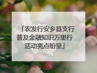 农发行安乡县支行普及金融知识万里行活动亮点纷呈
