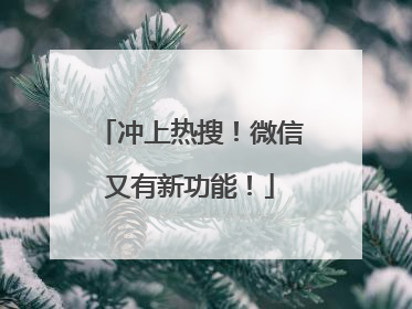 冲上热搜！微信又有新功能！