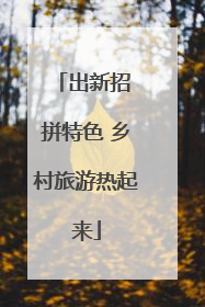 出新招 拼特色 乡村旅游热起来