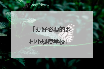 办好必要的乡村小规模学校