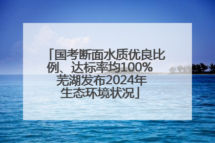 国考断面水质优良比例、达标率均100% 芜湖发布2024年生态环境状况
