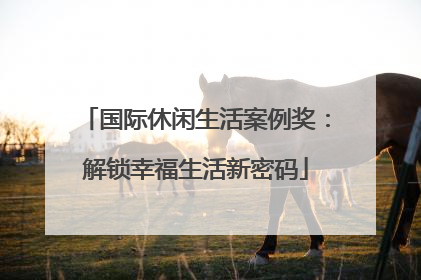 国际休闲生活案例奖：解锁幸福生活新密码