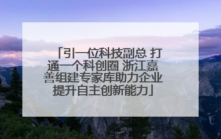 引一位科技副总 打通一个科创圈 浙江嘉善组建专家库助力企业提升自主创新能力