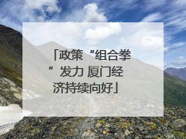 政策“组合拳”发力 厦门经济持续向好