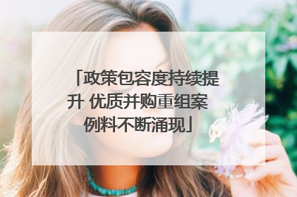 政策包容度持续提升 优质并购重组案例料不断涌现