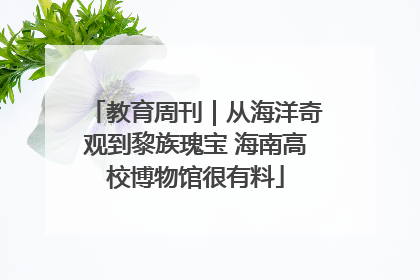 教育周刊｜从海洋奇观到黎族瑰宝 海南高校博物馆很有料