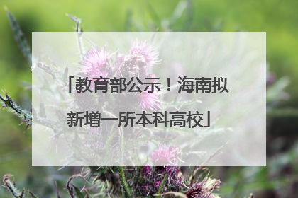 教育部公示！海南拟新增一所本科高校