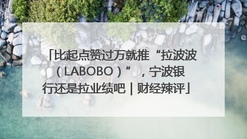 比起点赞过万就推“拉波波（LABOBO）”，宁波银行还是拉业绩吧｜财经辣评