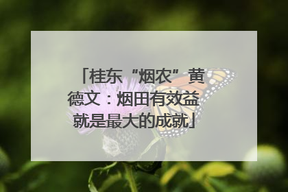 桂东“烟农”黄德文：烟田有效益就是最大的成就