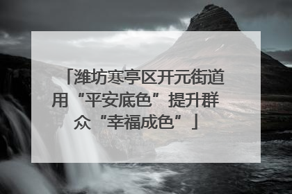 潍坊寒亭区开元街道用“平安底色”提升群众“幸福成色”