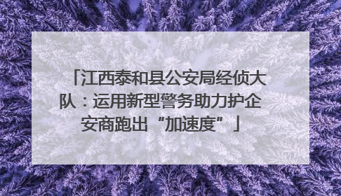 江西泰和县公安局经侦大队：运用新型警务助力护企安商跑出“加速度”