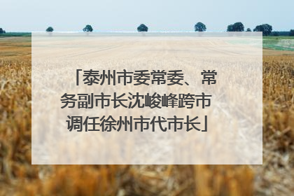 泰州市委常委、常务副市长沈峻峰跨市调任徐州市代市长