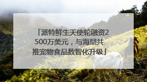 派特鲜生天使轮融资2500万美元，与海鼎共推宠物食品数智化升级