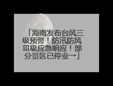 海南发布台风三级预警！防汛防风Ⅲ级应急响应！部分景区已停业→