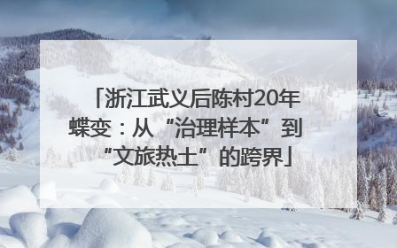 浙江武义后陈村20年蝶变：从“治理样本”到“文旅热土”的跨界