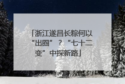 浙江遂昌长粽何以“出圈”？“七十二变”中探新路