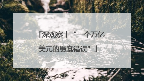 深观察丨“一个万亿美元的愚蠢错误”