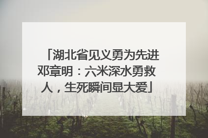 湖北省见义勇为先进邓章明：六米深水勇救人，生死瞬间显大爱
