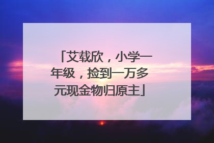 艾载欣，小学一年级，捡到一万多元现金物归原主