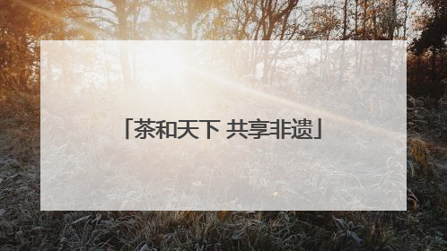 茶和天下 共享非遗