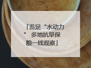 蓄足“水动力” 多地抗旱保粮一线观察