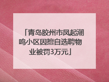 青岛胶州市凤起潮鸣小区因擅自选聘物业被罚3万元