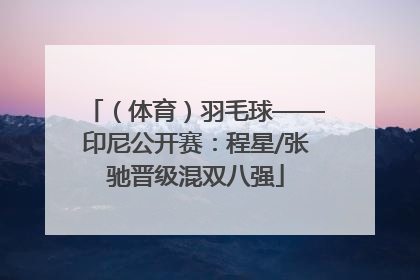 （体育）羽毛球——印尼公开赛：程星/张驰晋级混双八强