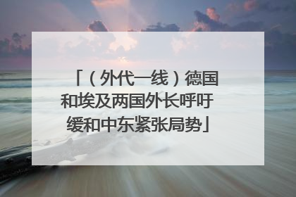 （外代一线）德国和埃及两国外长呼吁缓和中东紧张局势