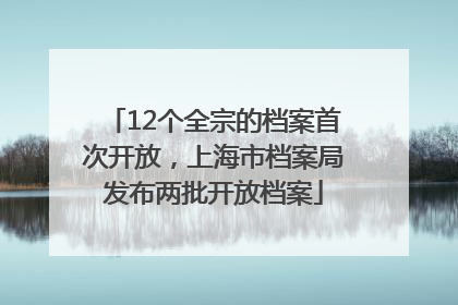 12个全宗的档案首次开放，上海市档案局发布两批开放档案